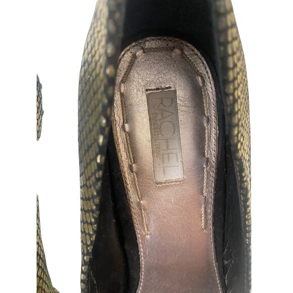 Rachel Roy Gold and Black Kimi Snakeskin Metallic Pumps Shoes Size 9.5 - Picture 6 of 11